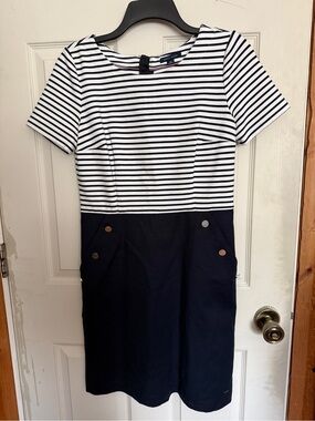 Tommy Hilfiger Striped Navy & White Short Sleeve Dress